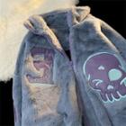 Skull Embroidered Zip-up Fleece Jacket