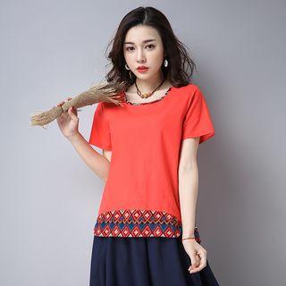 Printed Hem Short-sleeve T-shirt