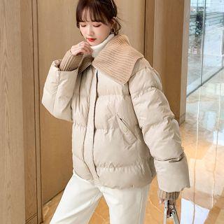 Padded Knit Panel Zip Jacket