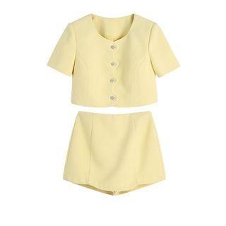 Short-sleeve Button-up Blouse / Skort