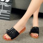 Faux-leather Tasseled Slide Sandals