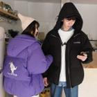 Couple Matching Cat Print Zip Hooded Padded Coat