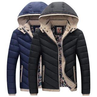 Hooded Padded Color Block Jacket