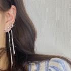 Bow Fringed Alloy Earring 1 Pair - Silver Stud - Silver - One Size