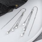 Cube Threader Earring 1 Pair - Threader Earring - Cube & Tassel - Silver - One Size