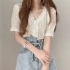 Short-sleeve Lace Knit Top