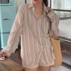 Striped Shirt Light Gray - One Size