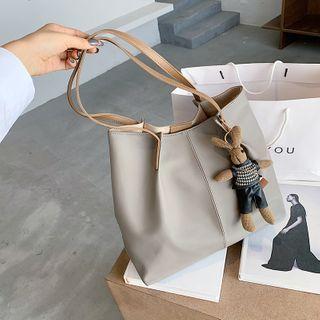 Faux Leather Tote Bag With Rabbit Charm
