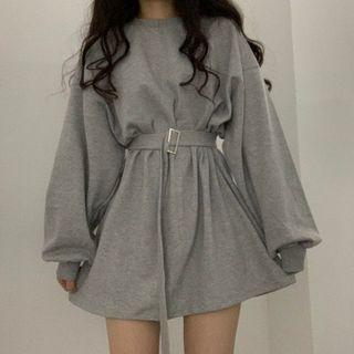 Plain A-line Sweatshirt Dress