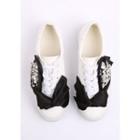Rhinestone Bow Faux-leather Sneakers