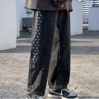 Plaid Denim Pants