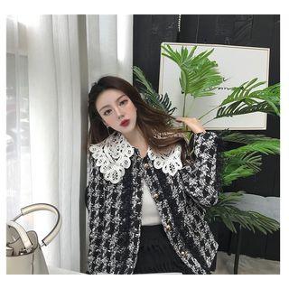 Ruffle Lace Panel Button Jacket