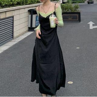 Maxi A-line Overall Dress / Long-sleeve Top