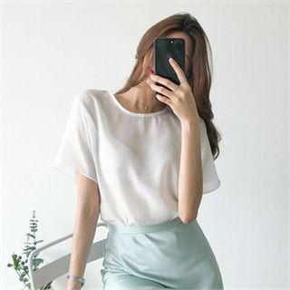 Round-neck Short-sleeve Sheer Top