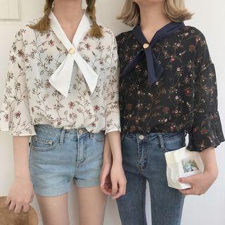 Bell-sleeve Floral Top