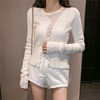 Plain Lightweight Cardigan / Long-sleeve Sheer T-shirt / Shorts