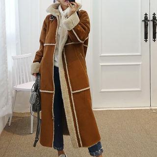 Faux-shearling Long Zip-up Coat