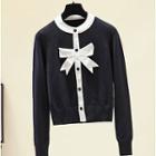 Ribbon Two Tone Cardigan Black - One Size