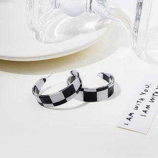 Checkered Hoop Drop Earring