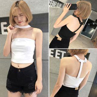 Halter Neck Strapless Crop Top