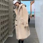 Fleece Hooded Toggle Midi Coat