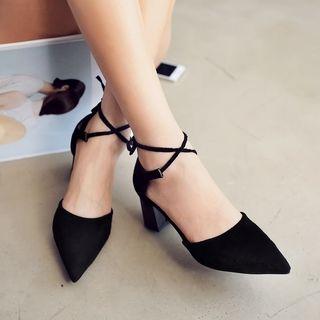 Tie Cuff Pointy Toe Pumps