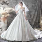 Fringe Accent Wedding Ball Gown