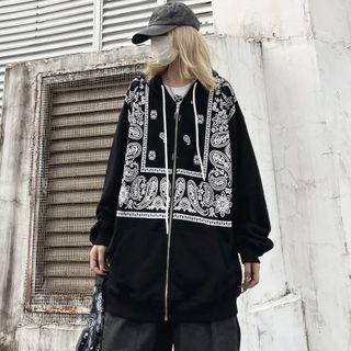 Long Sleeve Paisley Zipped Hoodie