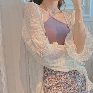 Bell-sleeve Crinkle Light Jacket