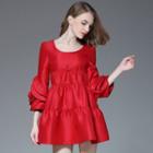 Rosette 3/4-sleeve A-line Dress