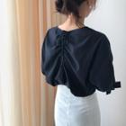 3/4-sleeve Tie-back Stitched Top