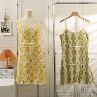 Eyelet Sleeveless Loose Midi Dress