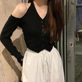 Cold-shoulder Cropped T-shirt / Harem Pants