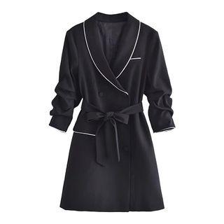 Long-sleeve Contrast Trim Mini Blazer