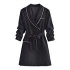 Long-sleeve Contrast Trim Mini Blazer