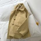 Plain Single-breasted Acrylic Long-sleeve Coat Yellow - One Size