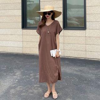 Cap-sleeve Knot-back Long Dress