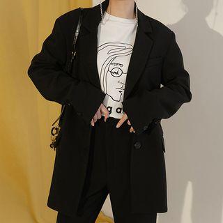 Plain Blazer / Straight-cut Dress Pants