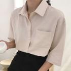 Elbow-sleeve Shirt Almond - One Size