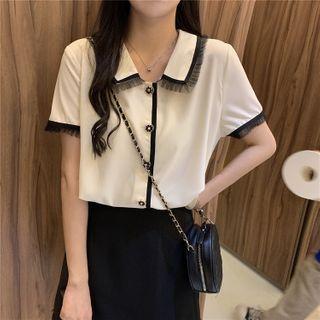 Lace Trim Short Sleeve Top / Lace Trim Skirt