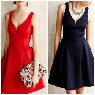 Plain Sleeveless V-neck Cocktail Dress