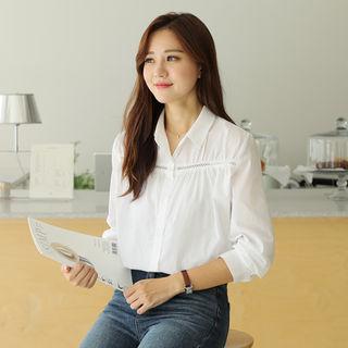 Perforated-detail Cotton Blouse