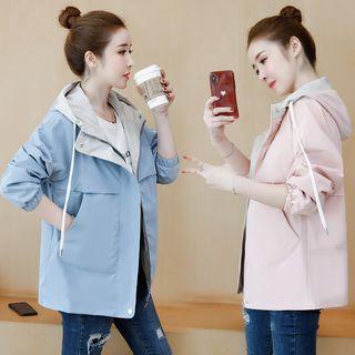 Hooded Print Loose-fit Jacket