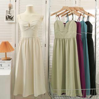 Pearl-trim Sleeveless Midi Dress In 5 Colors