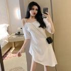 Plain Off-shoulder T-shirt Dress