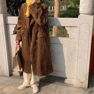 Double Breasted Plain Corduroy Coat