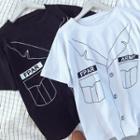 Lettering Printed Crew-neck Short-sleevetop