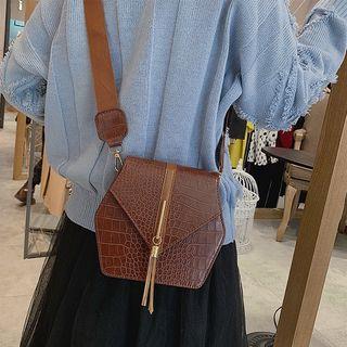 Hexagon Faux Leather Crossbody Bag