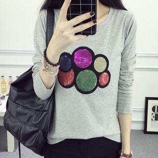 Sequined Long Sleeve T-shirt