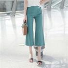 Pleated-front Boot-cut Cropped Pants
